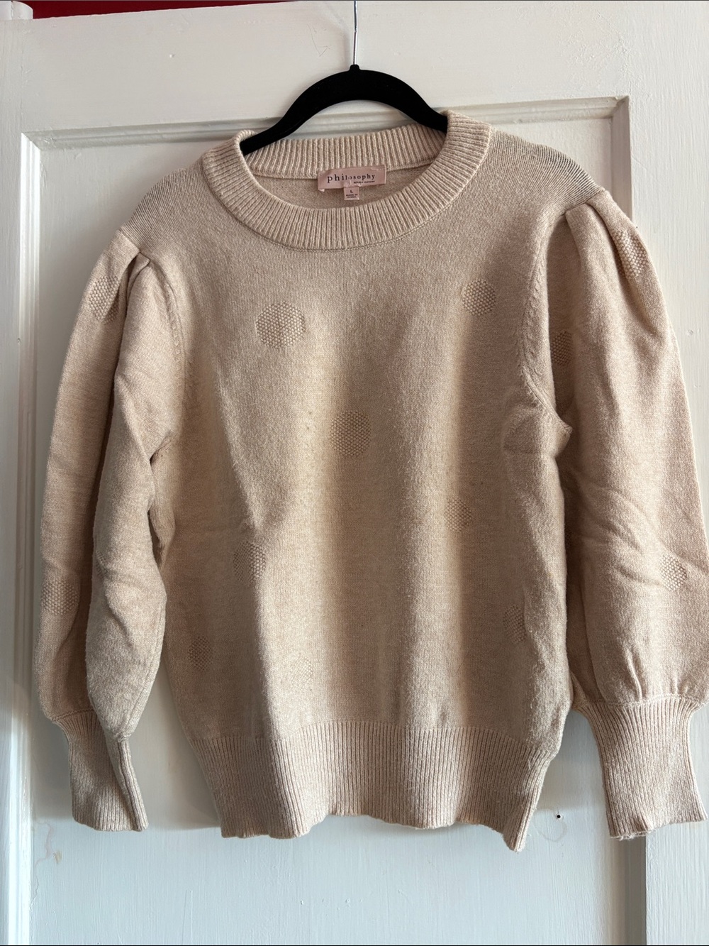 Philosophy Soft Cream Puff-Sleeve Crew Sweater